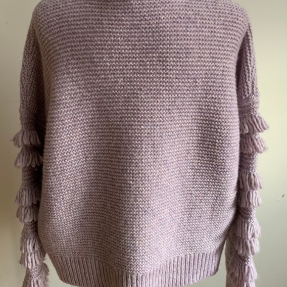 Madewell Fringe Sleeve Purple Sweater sz L - Picture 7 of 8